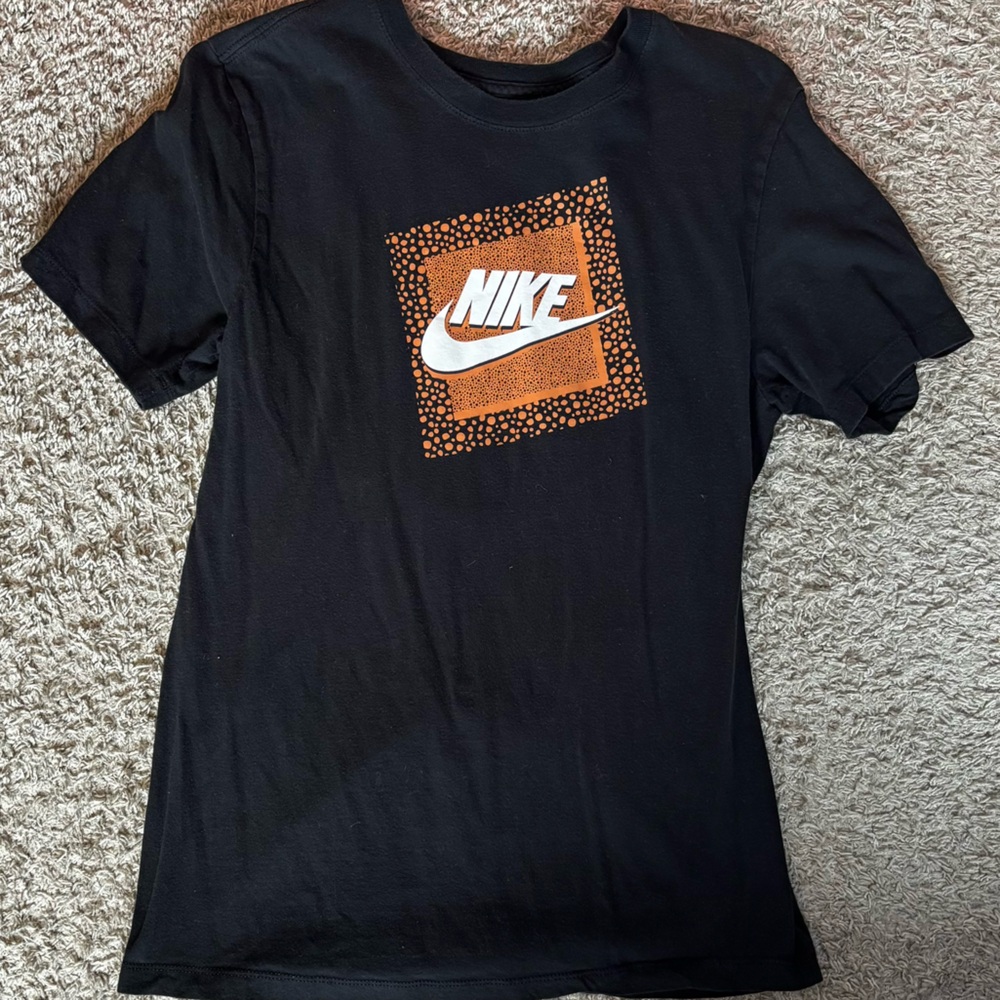 Nike Black T-Shirt with Orange Logo
